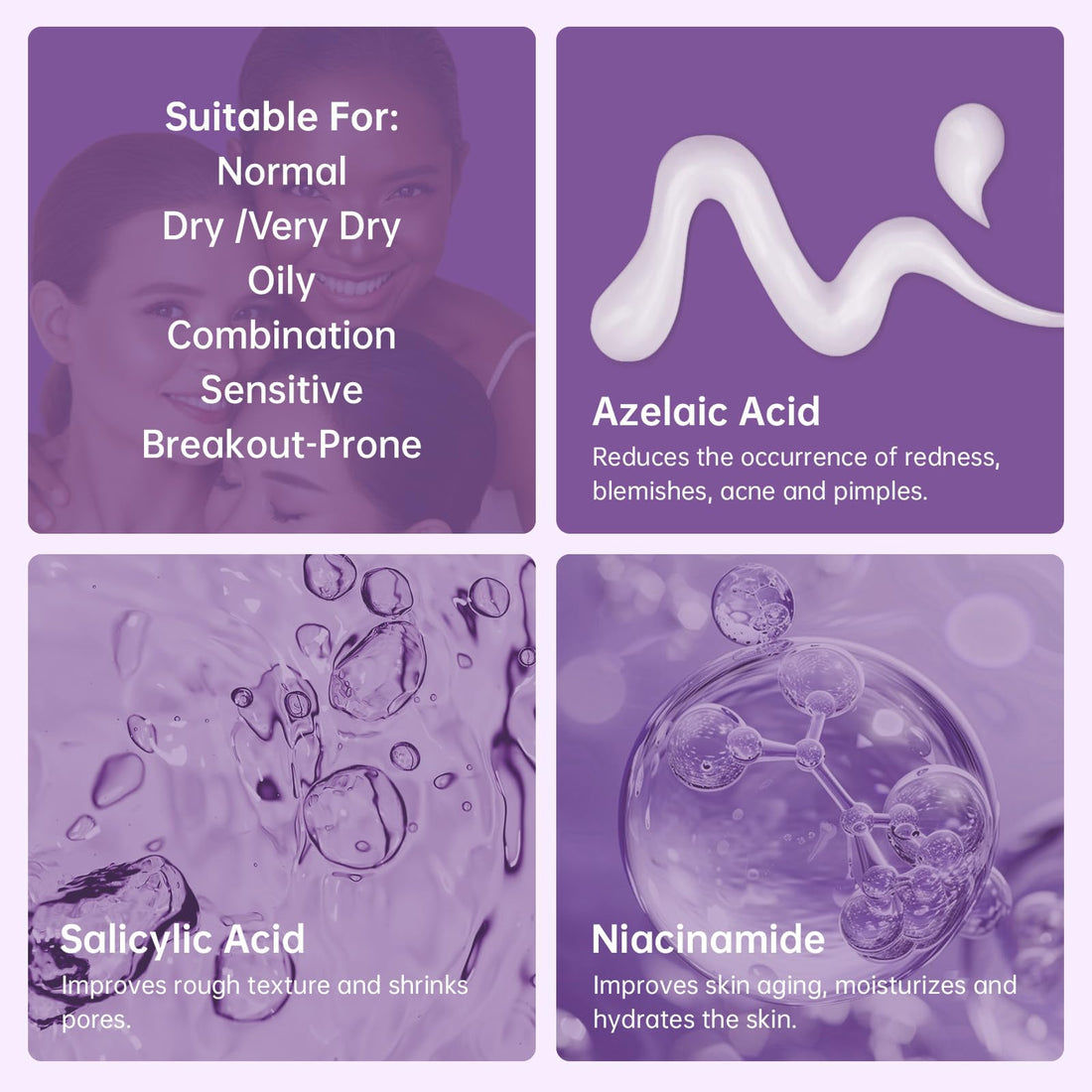 Azelaic Acid 12% Serum for Acne, Azelaic Acid Cream for Acne, blemishes and Pimples, Nicotinamide Serum Balances Excess Sebum for Smooth Skin, 0.7 OZ