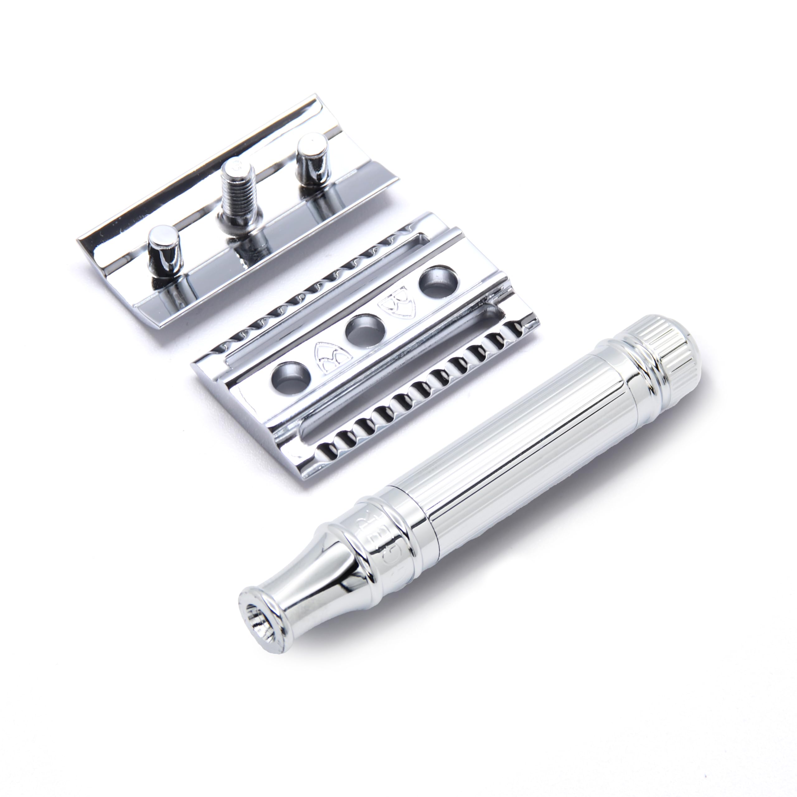 Edwin Jagger Double Edge Safety Razor with Lined Chrome Plated Handle