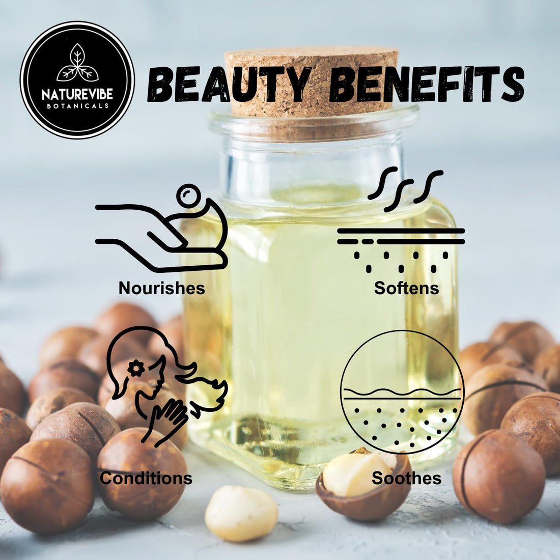 Naturevibe Botanicals Macadamia Oil 32 Ounces | 100% Pure and Natural | Great for Skin Care and Hair Care