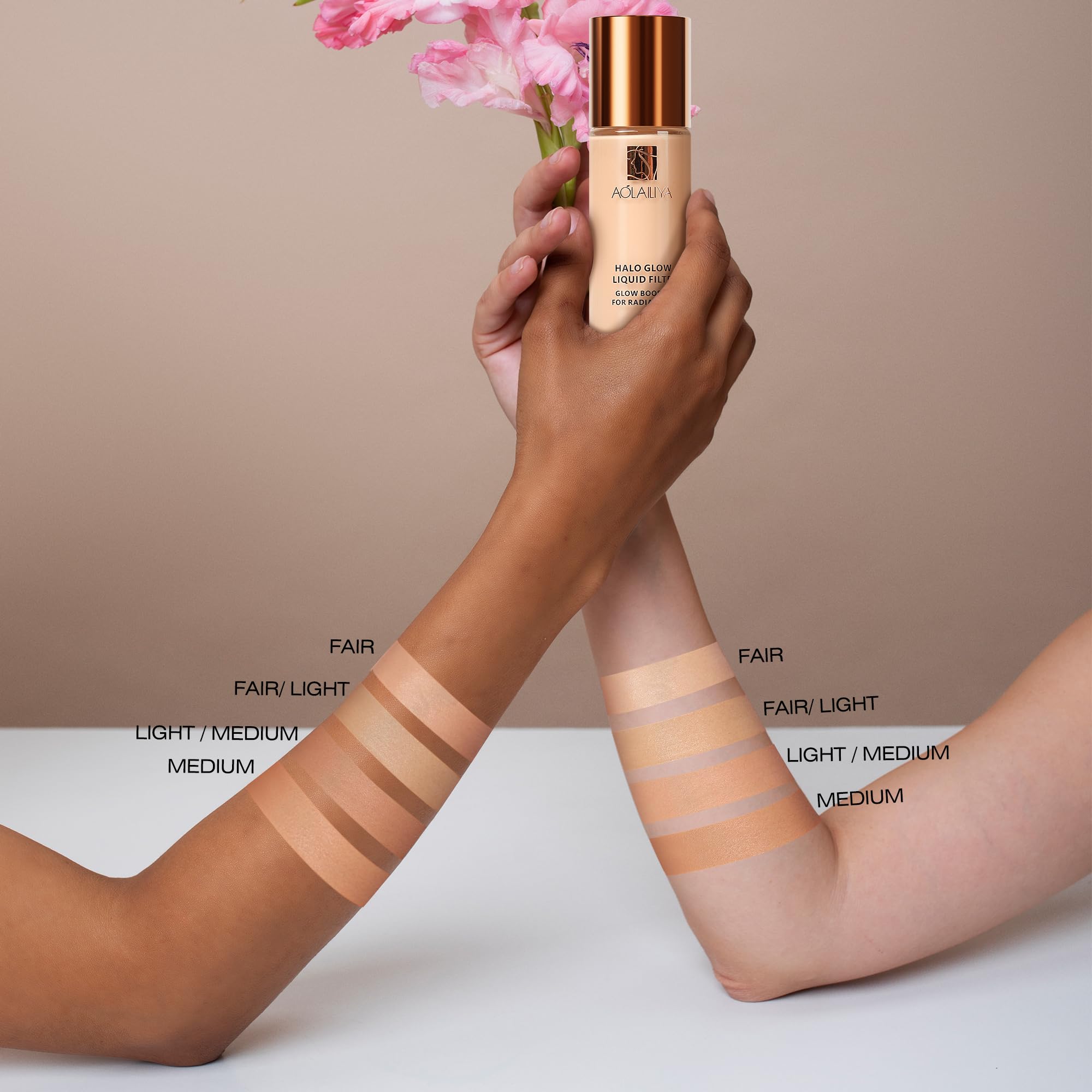 AOLAILIYA Natural Glow Liquid Filter, Face Complexion Booster For an All Day Radiant Glow Soft-Focus Look, Liquid Highlighter Primer, Glow Lotion, Vegan & Cruelty-Free (Fair/Light)