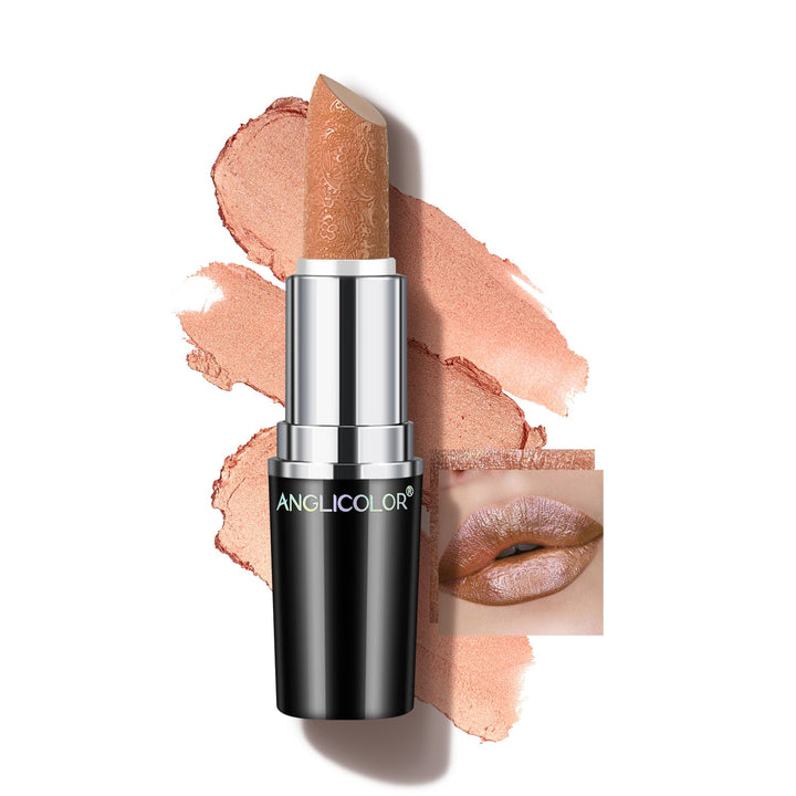 Anglicolor Glitter Gold Lipstick,High Impact Lipcolor Moisturizing Creamy Formula Smooth and Non-Sticky,Metallic Lipstick For Women,Full-Coverage Lip Color(10 SAHARA GOLD, 4g)