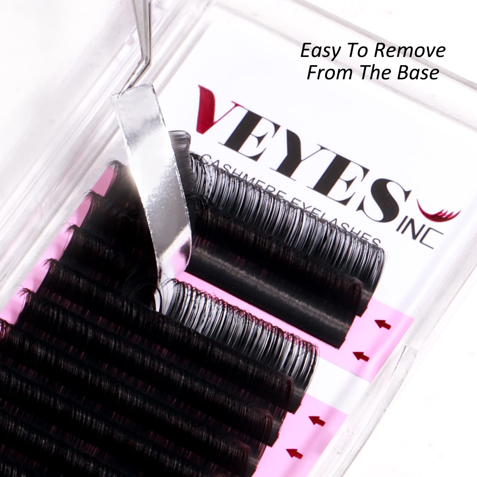 VEYES INC Cashmere Volume Lash Extensions C CC D DD LD L B J M Curl 0.03-0.20 thickness 5-25mm, Super Matte Black Individual Eyelashes Tray, Professional Supplies for Lash Techs (0.03 CC 12mm)