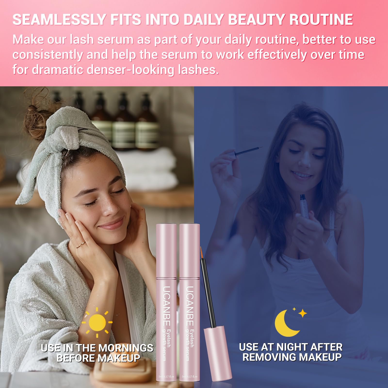 Lash Serum for Eyelash & Eyebrow Growth(10ml/2Pack), Eyelash Enhancing Serum, Lash & Brow Enhancer with Advanced Formula for Growing Longer, Fuller, Thicker & Healthier Voluminous Eye Lashes & Brows