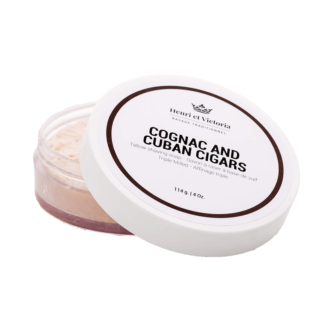Cognac and Cuban Cigars Tallow Shaving Soap for Men | Henri et Victoria Triple Milled Shaving.
