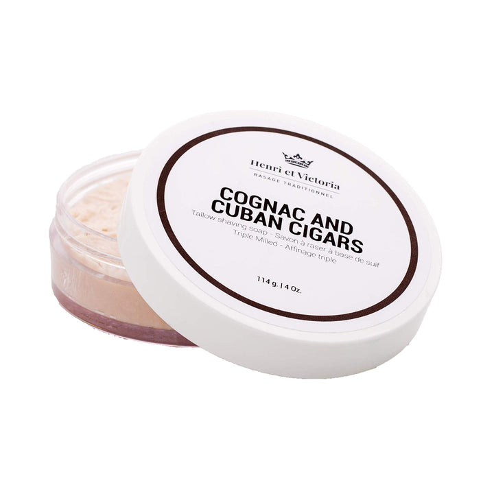 Cognac and Cuban Cigars Tallow Shaving Soap for Men | Henri et Victoria Triple Milled Shaving.