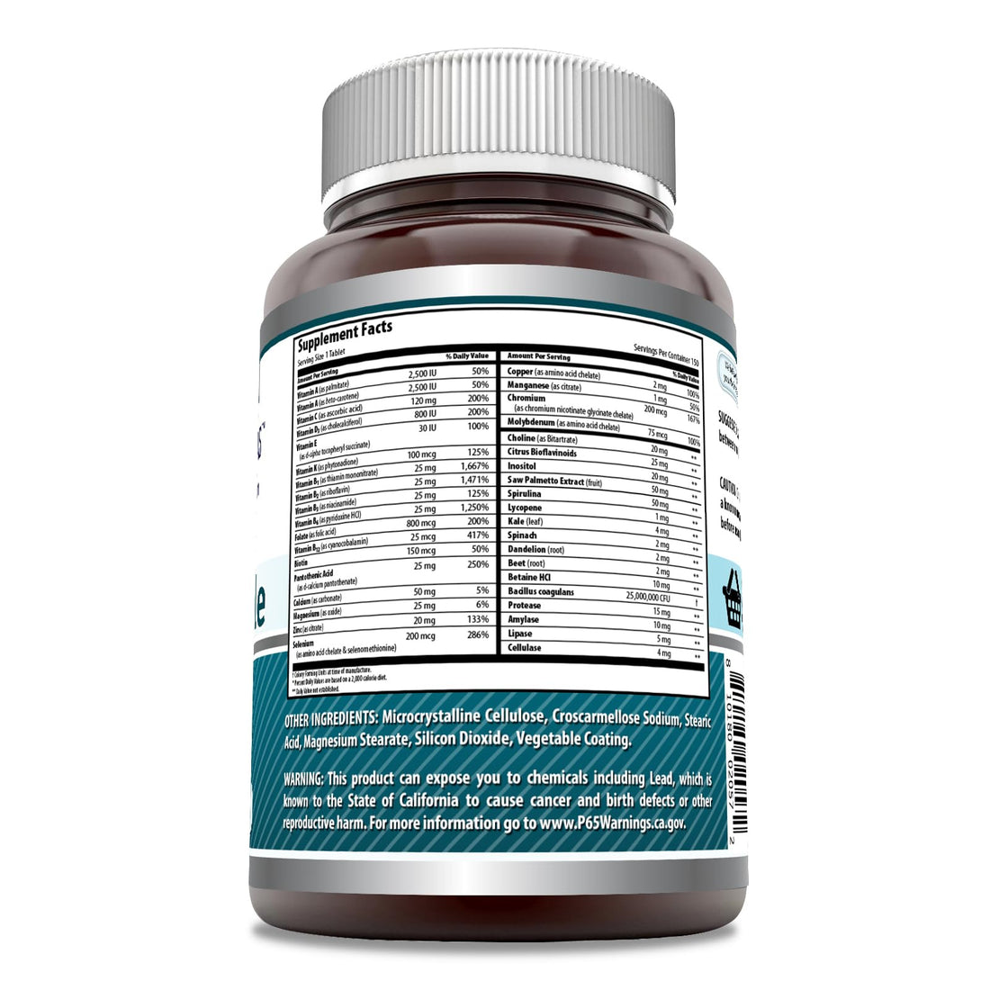 Amazing Formulas Men's One Multiple 150 Tablets | Multivitamin Supplement for Men | Perfect Blend of Vitamins, Minerals, 25 Million CFU Probiotics & More | Made in USA