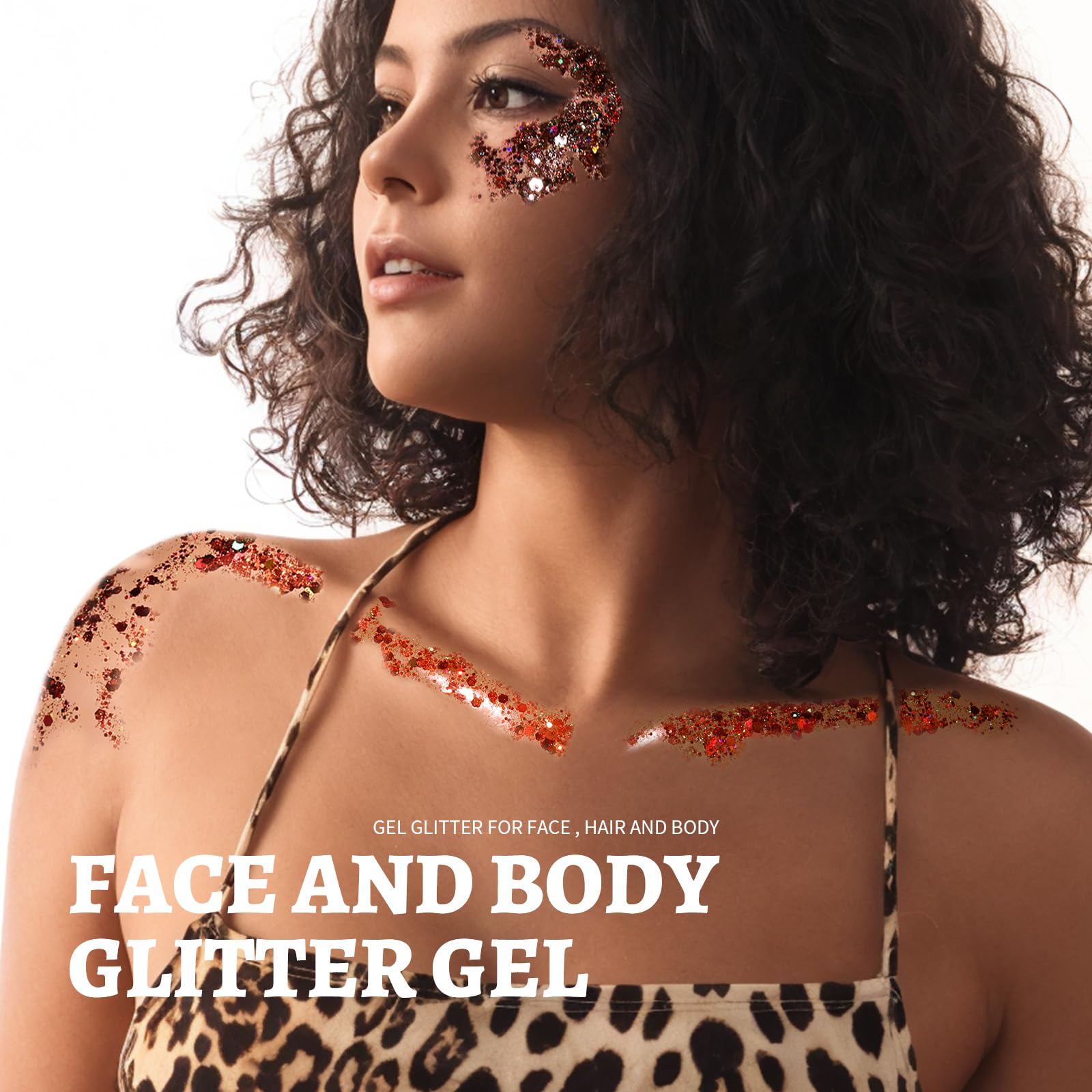 Teenitor 24 Colors Body & Hair Glitter Gel - Face, Body, Hair Glitter for Halloween Makeup