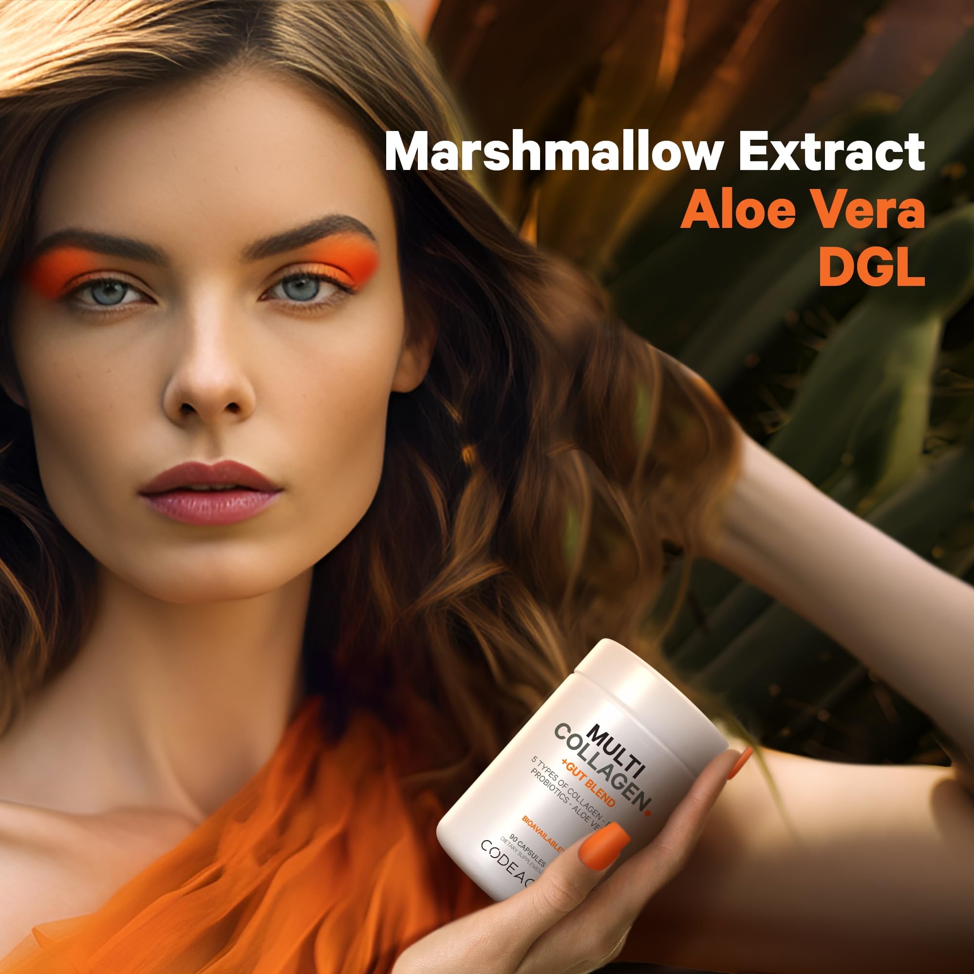 Codeage Multi Collagen + Gut Blend Supplement - Digestive Probiotics, DGL Licorice, Aloe Vera, Organic Peppermint Leaf, Slippery Elm - Hydrolyzed Bovine Collagen Pills - Non-GMO - 90 Capsules