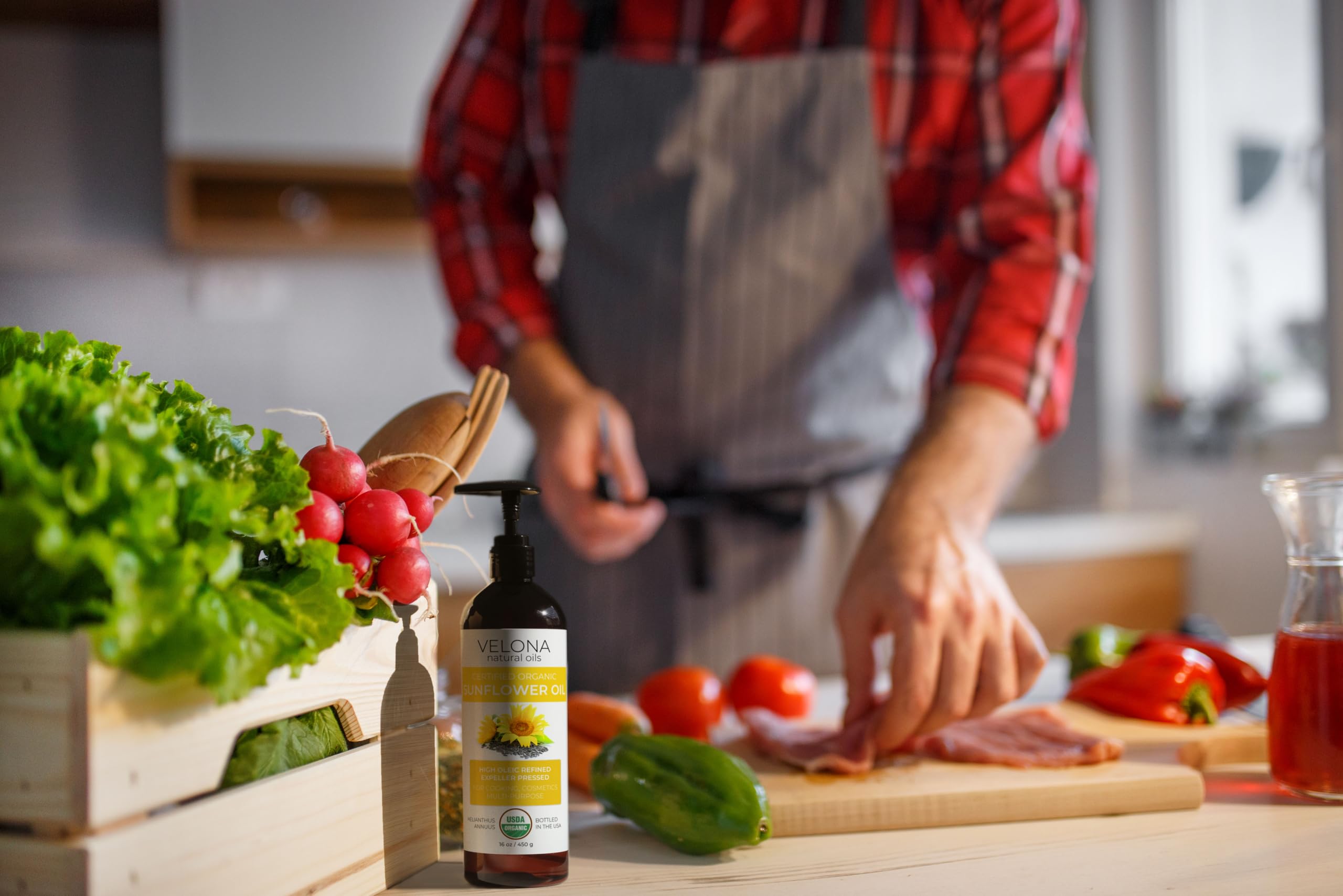 velona USDA Certified Organic Sunflower Oil - 2 fl oz | 100% Pure and Natural Carrier Oil | High Oleic, Refined, Expeller Pressed | Cooking, Skin, Hair, Body & Face Moisturizing