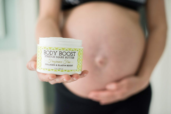 Body Boost Fragrance Free Stretch Mark Butter, 8 oz, Pregnancy and Nursing Safe Skin Care