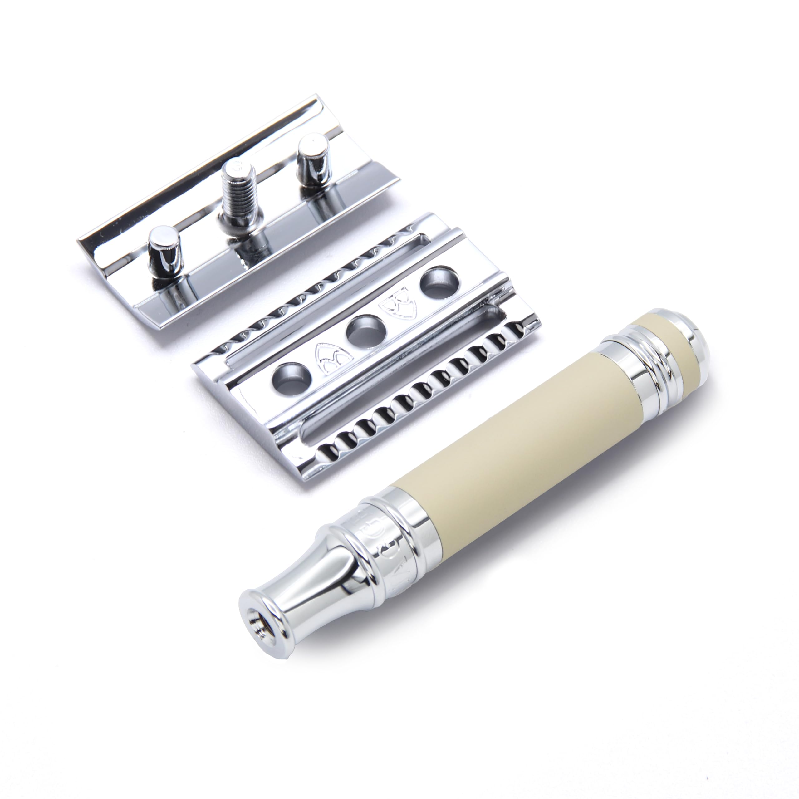 Ivory Rubber Coated , Short Handle : Edwin Jagger Double Safety Razor Ivory