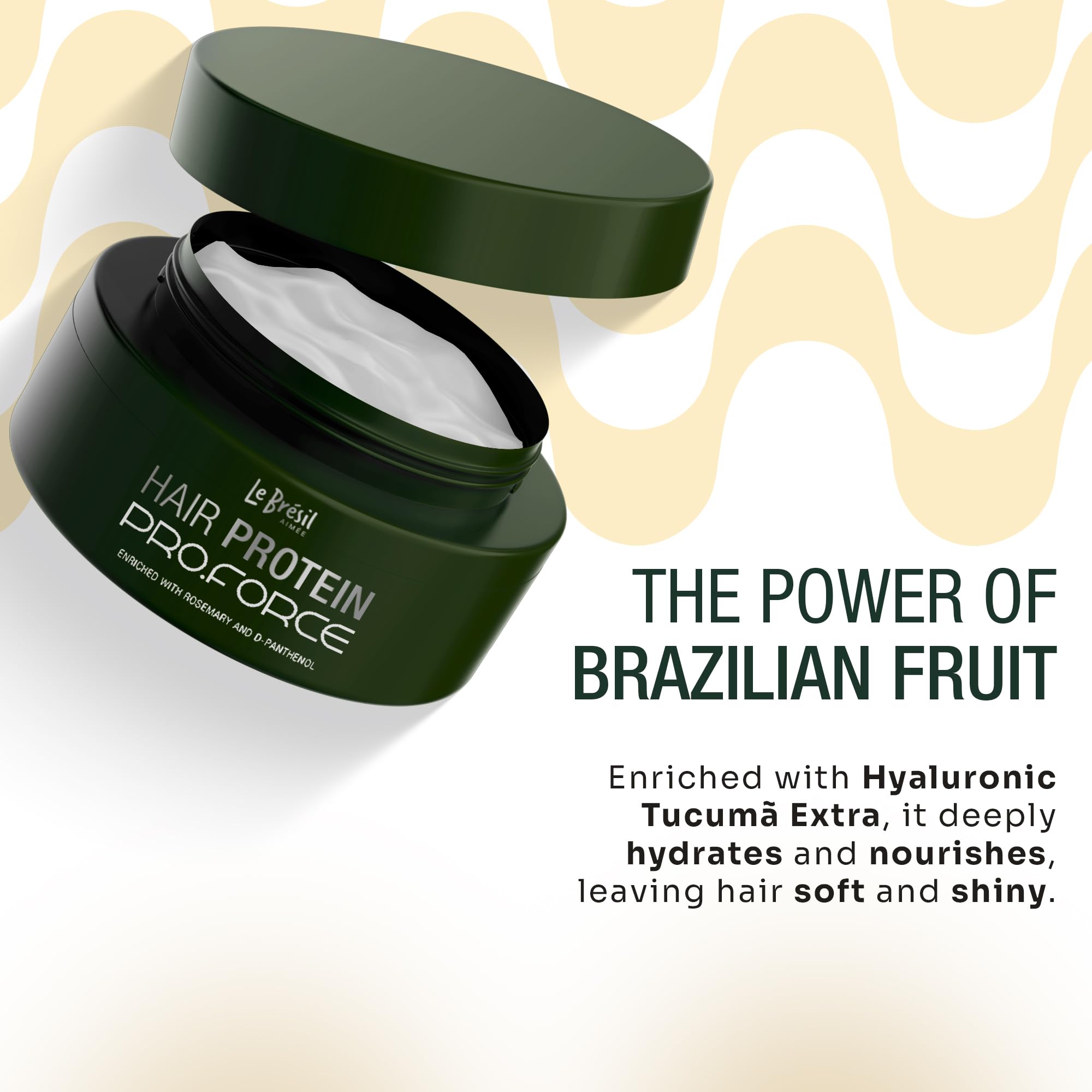 Le Brésil Aimée Hair Protein Pro Force - Protein Leave-In Conditioner - Nourishes, Revitalizes, and Repairs Damaged Hair - Anti-Frizz - For All Hair Types 100g/3.52 Oz