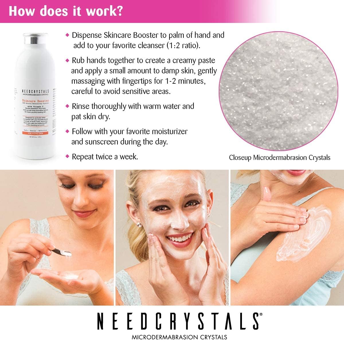 8 oz (w/Vitamin C) : NeedCrystals Microdermabrasion Crystals with Vitamin C (8 oz)
