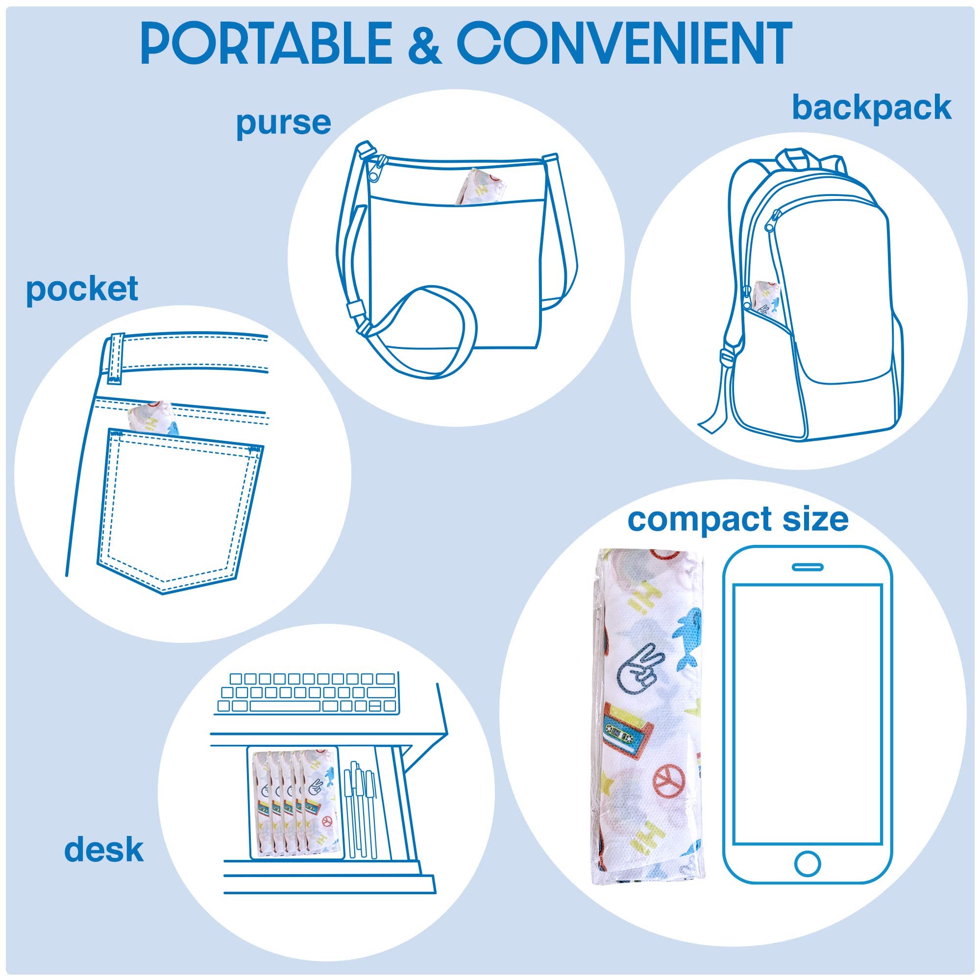 Handy Basix XL Full Coverage Disposable Toilet Seat Covers for Kids, Adults & Potty Training, Waterproof, 20 Pcs - Single Wrapped (Good Vibes)