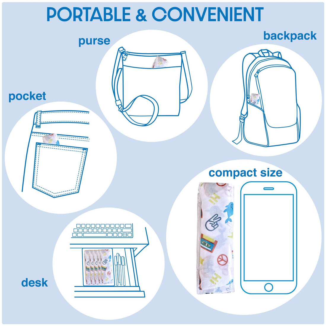 Handy Basix XL Full Coverage Disposable Toilet Seat Covers for Kids, Adults & Potty Training, Waterproof, 20 Pcs - Single Wrapped (Good Vibes)