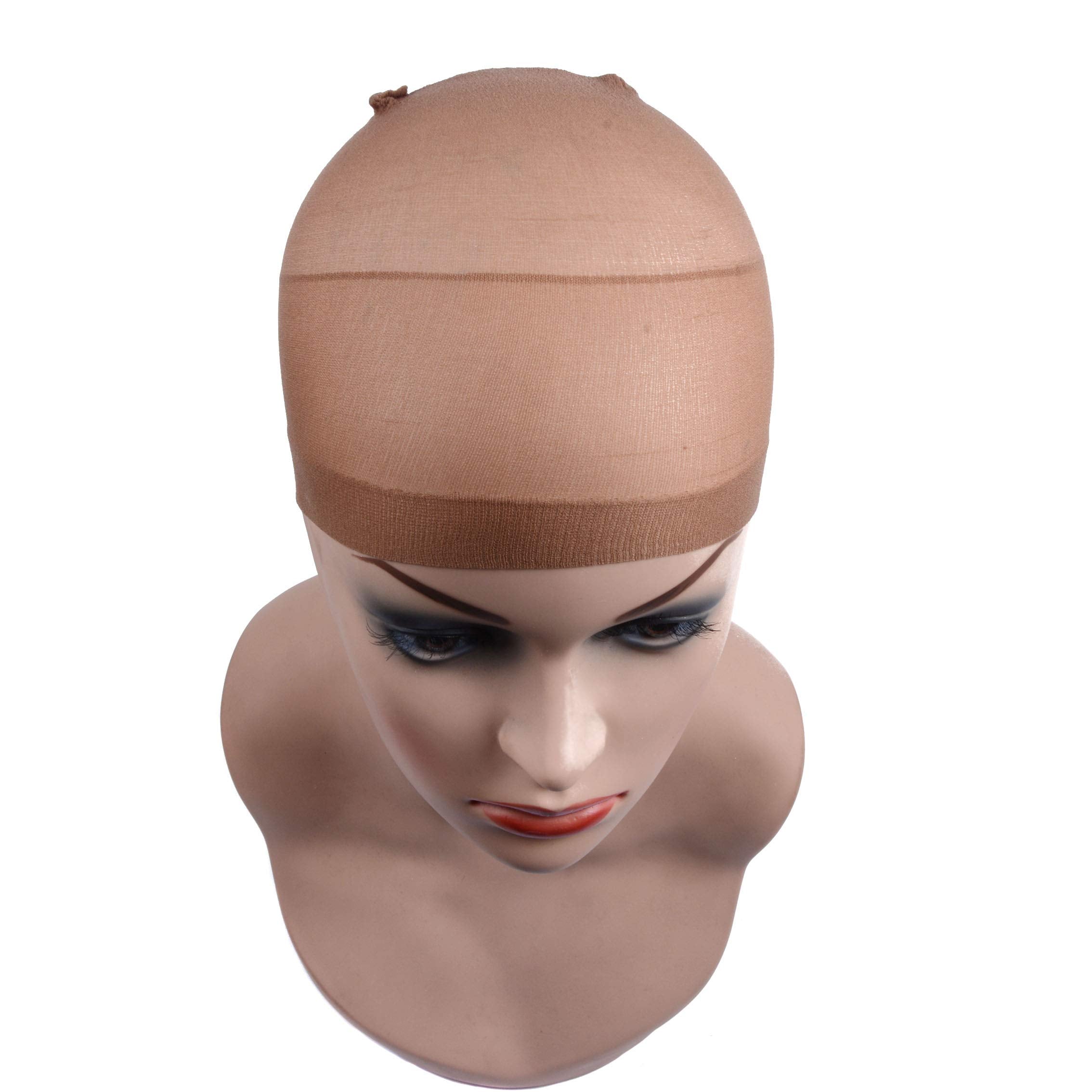 6 pieces Wig Caps Light Brown Stocking Nylon Wig Caps Stretchy Wig Caps for Women Wigs (Light Brown)