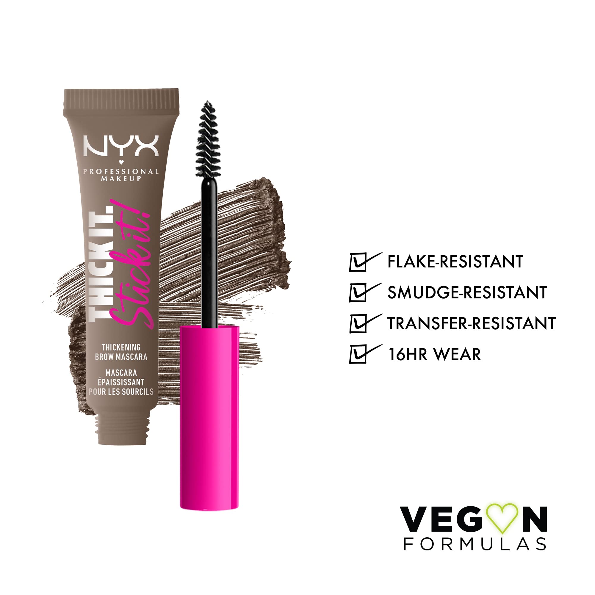 NYX PROFESSIONAL MAKEUP Thick It Stick It Thickening Brow Mascara, Eyebrow Gel - Taupe