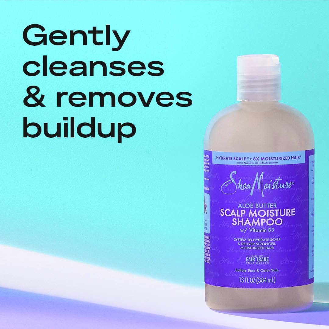 SheaMoisture Scalp Moisture Shampoo Aloe Butter & Vitamin B3 Hair Care with a Boost of Hydration To Hydrate Scalp + Moisturized Hair 13 oz