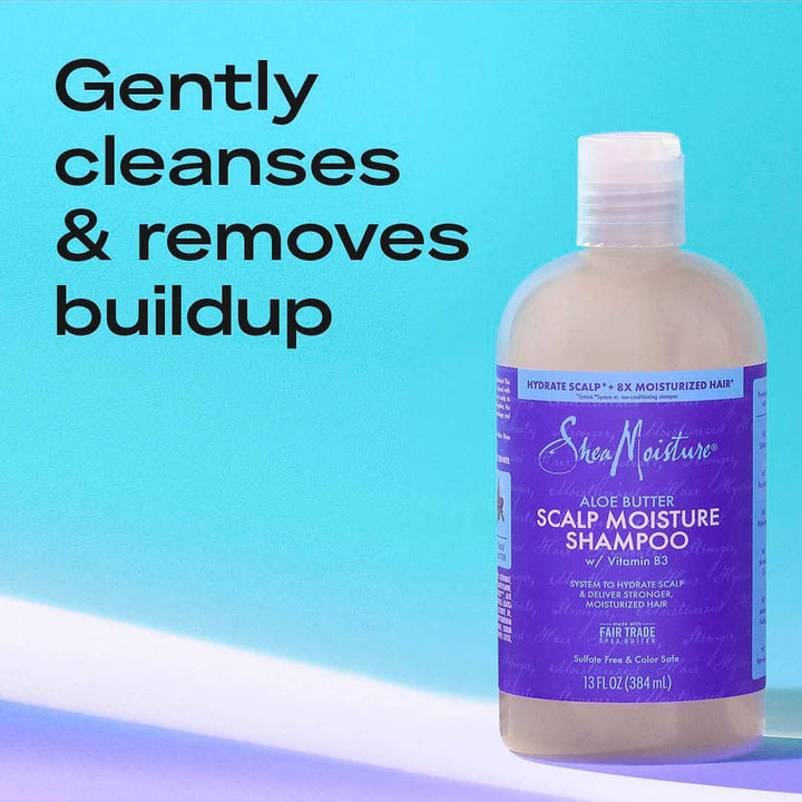 SheaMoisture Scalp Moisture Shampoo Aloe Butter & Vitamin B3 Hair Care with a Boost of Hydration To Hydrate Scalp + Moisturized Hair 13 oz