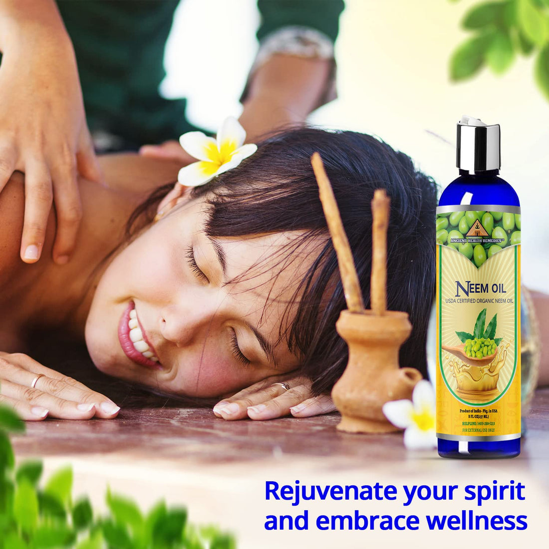 Ancient Health Remedies Cold-Pressed Unrefined USDA Certified Organic Neem Oil Pure & All Natural-Excellent Bulk Carrier Oil For Anti-aging, Healthy Hair & Skin (INDIA) (8 oz)
