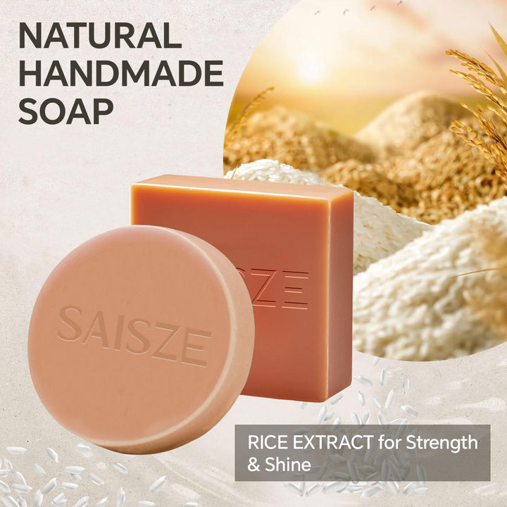 SAISZE Rice Water Shampoo Bar and Conditioner Set for Hair Soft and Strengthening, 2 Bars