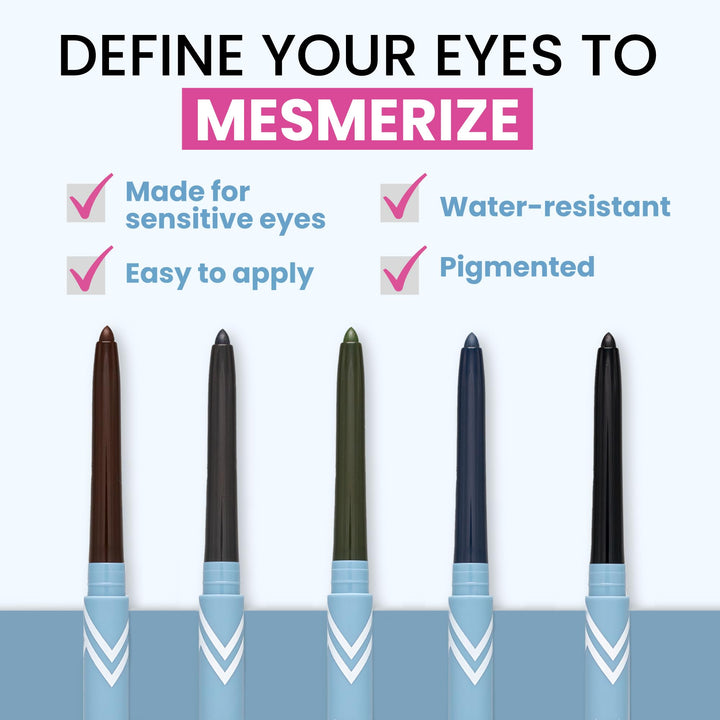 PRIME PROMETICS PrimeEyes Glide Eyeliner for Mature Women – Waterproof, Long-Stay and Mess-Proof – Gel Creme Texture, Discreet Sharpener and Effective Smudger (Emerald)