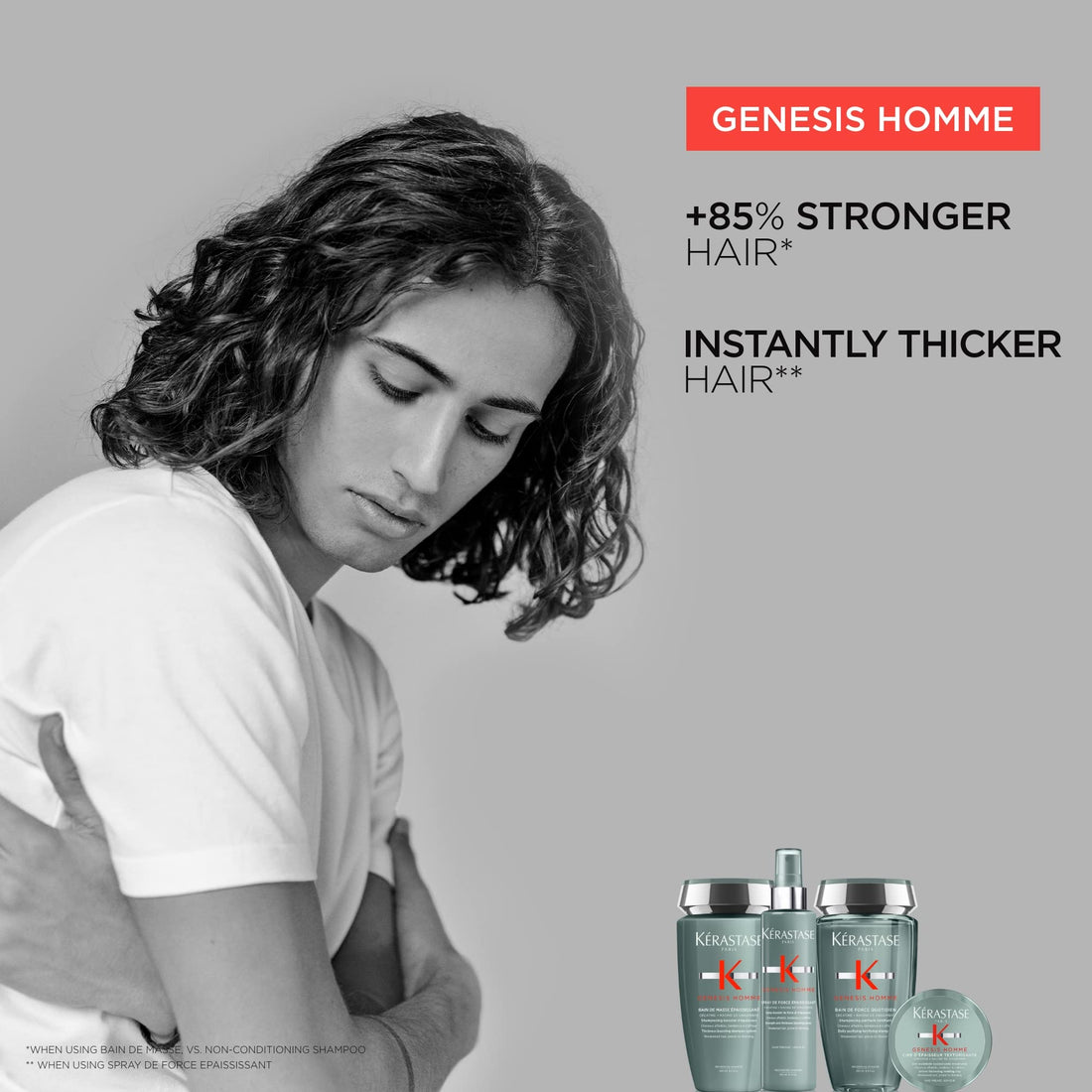 KÉRASTASE Men'sGenesis Homme Bain De force Shampoo, Deep Cleansing, Cooling, Strengthening & Hydrating for Scalp, Hair & Beard for Weakened Hair, 8.5 Fl Oz