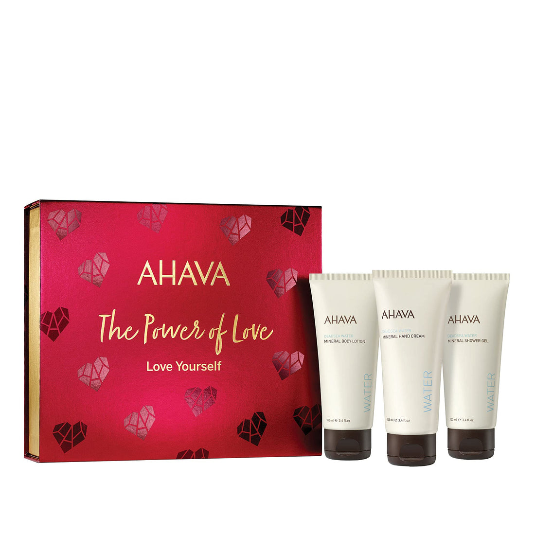 AHAVA Love Yourself Gift Set - Includes Mineral Hand Cream, Body Lotion & Shower Gel, Enriched with Exclusive Dead Sea Mineral Blend Osmoter, 3 x 3.4 Fl.Oz