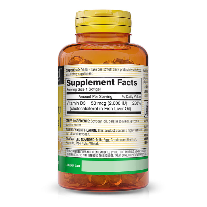 MASON NATURAL Vitamin D3 2,000 IU Ultra Strength, Supports Bone Density, Strength & Immune Health, 60 Softgels, Pack of 3