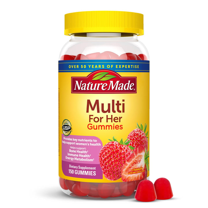 Nature Made Multivitamin For Her, Womens Multivitamin for Daily Nutritional Support, Multivitamin for Women, 150 Gummies, 75 Day Supply