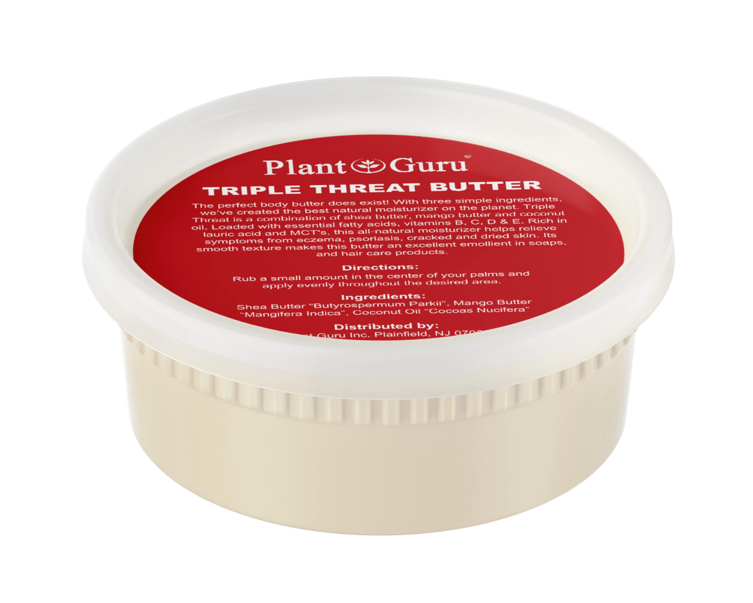 Triple Threat Body Butter 8 oz. - Blend of Shea, Mango & Coconut Oil - 100% Pure Natural Raw Unrefined Moisturizer For Dry Skin, Face And Hair. Great For Lip Balm and Soap Making