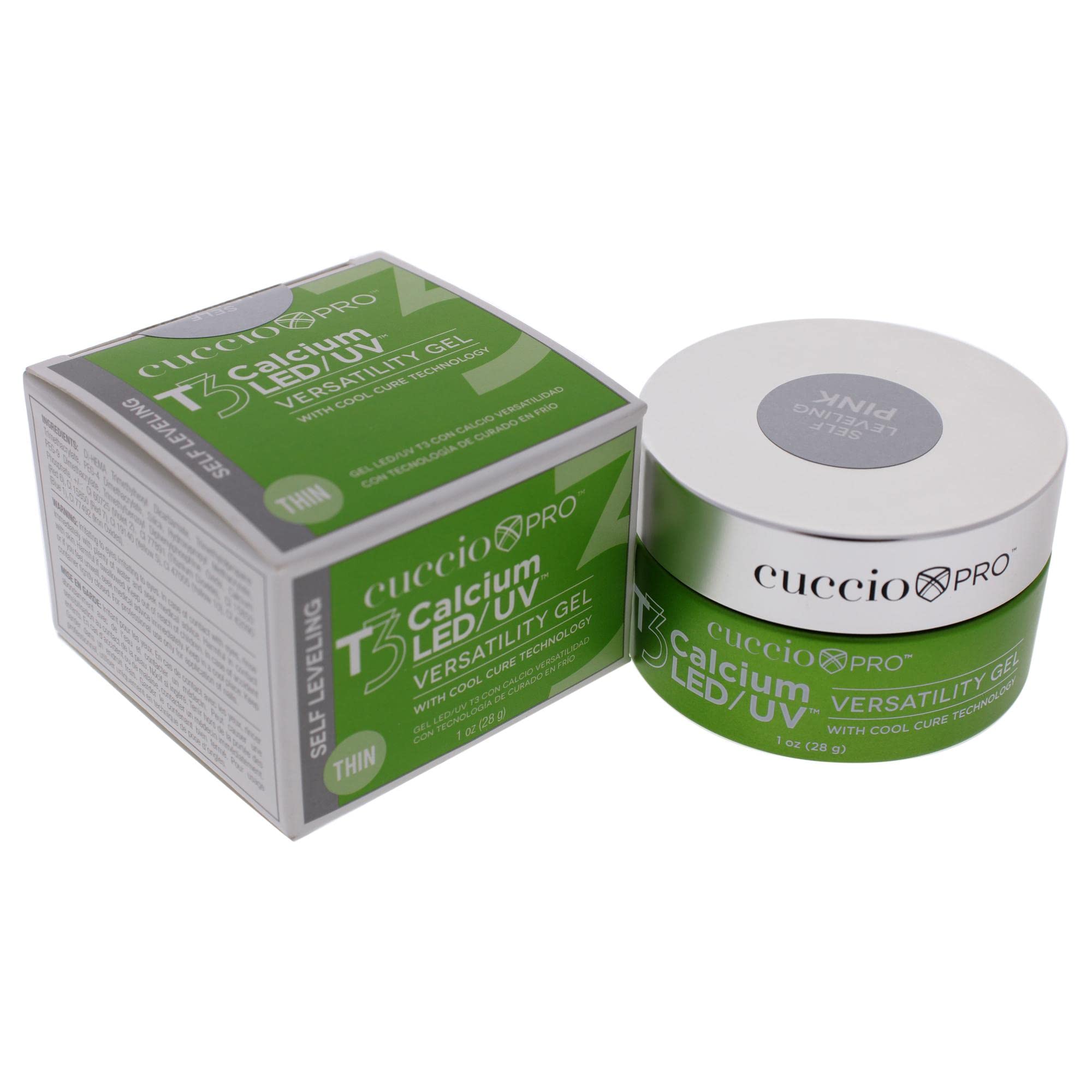 Cuccio Pro - T3 Calcium Versatility Gel - Self Leveling Pink - for Women - Nail Gel - 1 oz