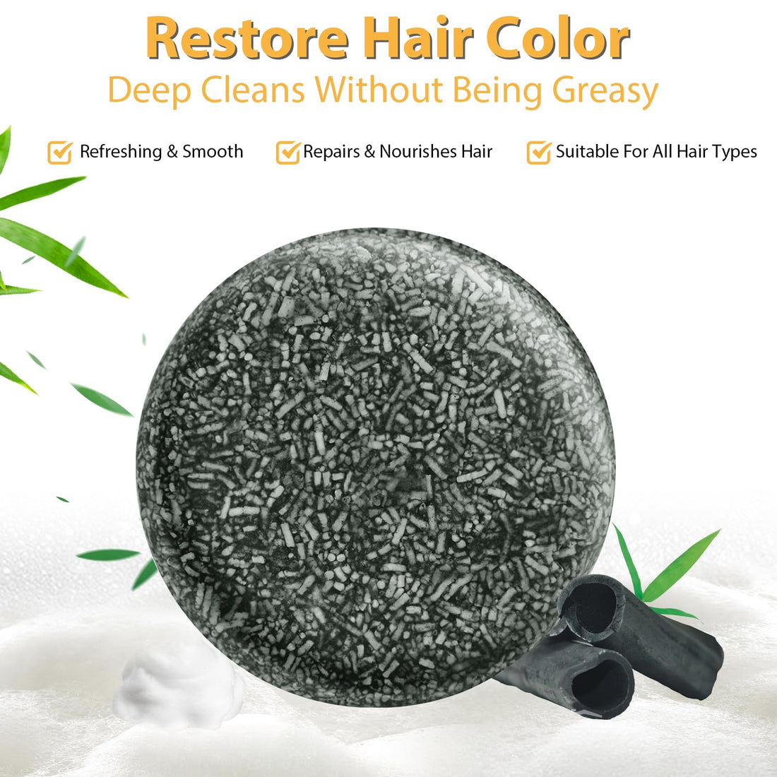 TPTAL Gray Reverse Bar,Cover Gray Hair Bar Soap,Natural Hair Darkening Shampoo Bar for Coverage Gray Hair Soap,Gray White Hair Reverse Bar,Fast Natural Black Hair Shampoo Bar Soap (2PCS)