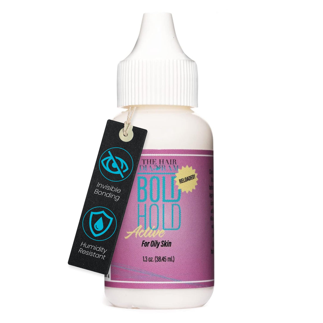 The Hair Diagram - Bold Hold Active Reloaded - Strong Hold Glue for Wigs and Hair Systems - Invisible Bonding - Formulated for Oily Skin - Non Toxic - Humidity Resistant & Water- Resistant -1.3oz