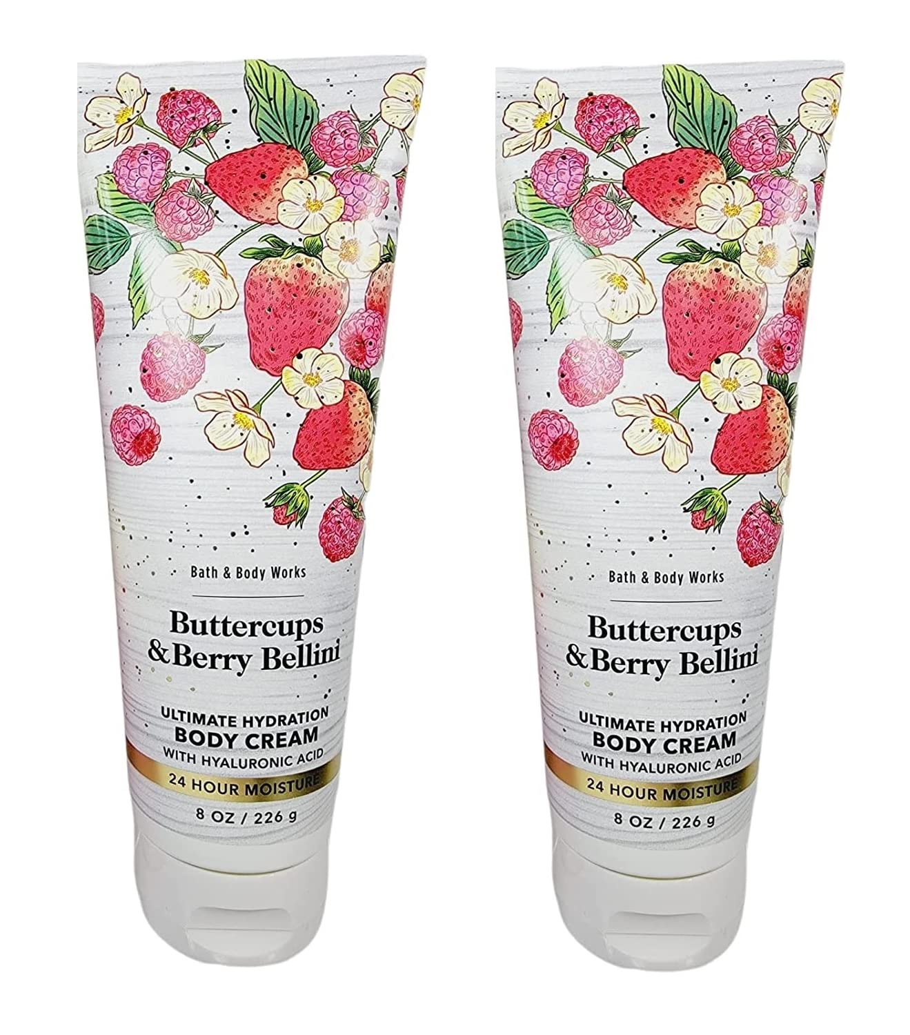 Bath & Body Works Ultimate Hydration Body Cream For Women 8 Fl Oz 2- Pack (Buttercups & Berry Bellini)