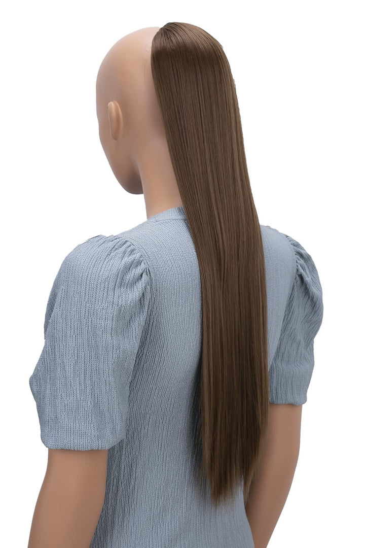 PRTTYSHOP Hair Piece Pony Tail Extension Draw String Voluminous Curly Heat-Resisting 26 cm light brown # 12 PH606