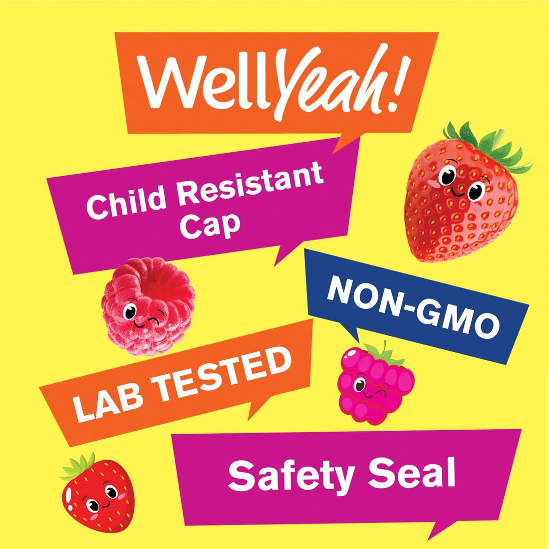 WellYeah Kids Multivitamin Gummies | Vitamin C, D3, E, A, B6, B12, Biotin, Zinc, Folic Acid, Iodine, and Niacin | Immune and Energy Support | Orange and Berry Flavor | 60 Count