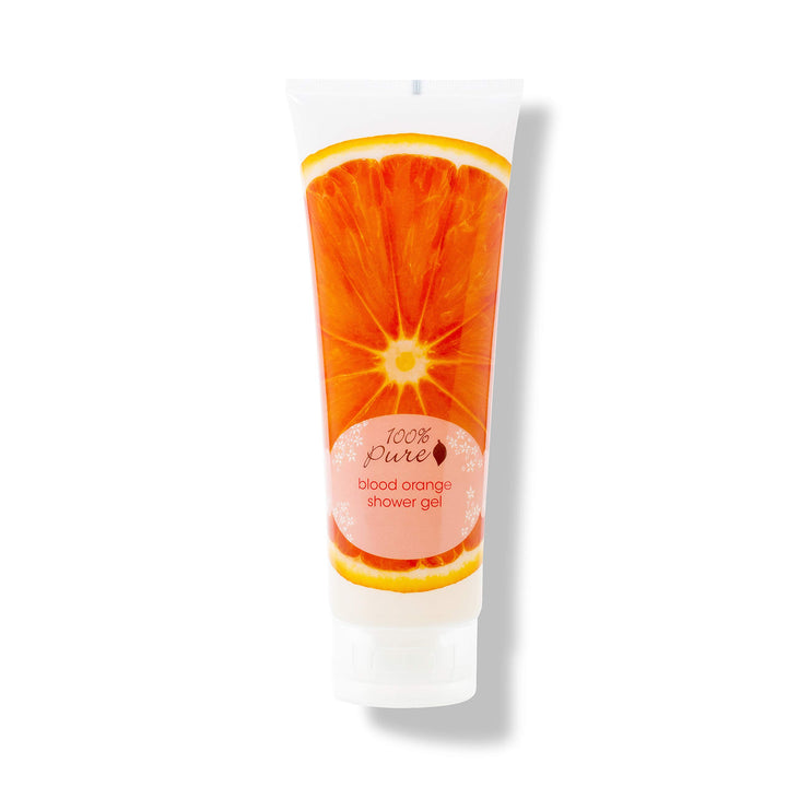 100% PURE Blood Orange Shower Gel Natural Foaming & Hydrating Body Wash - Deeply Moisturizing Gentle Soap Cleanser for All Skin Types, Even Sensitive - Gluten-Free - 8 Fl Oz