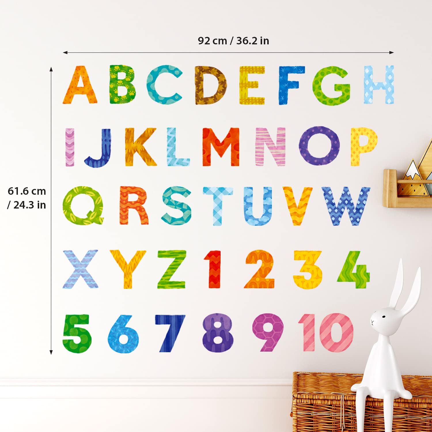 DECOWALL DS9-4003 Uppercase Alphabet Letter Numbers Kids Wall Stickers Wall Decals Peel and Stick Removable Wall Stickers for Kids Nursery Bedroom Living Room