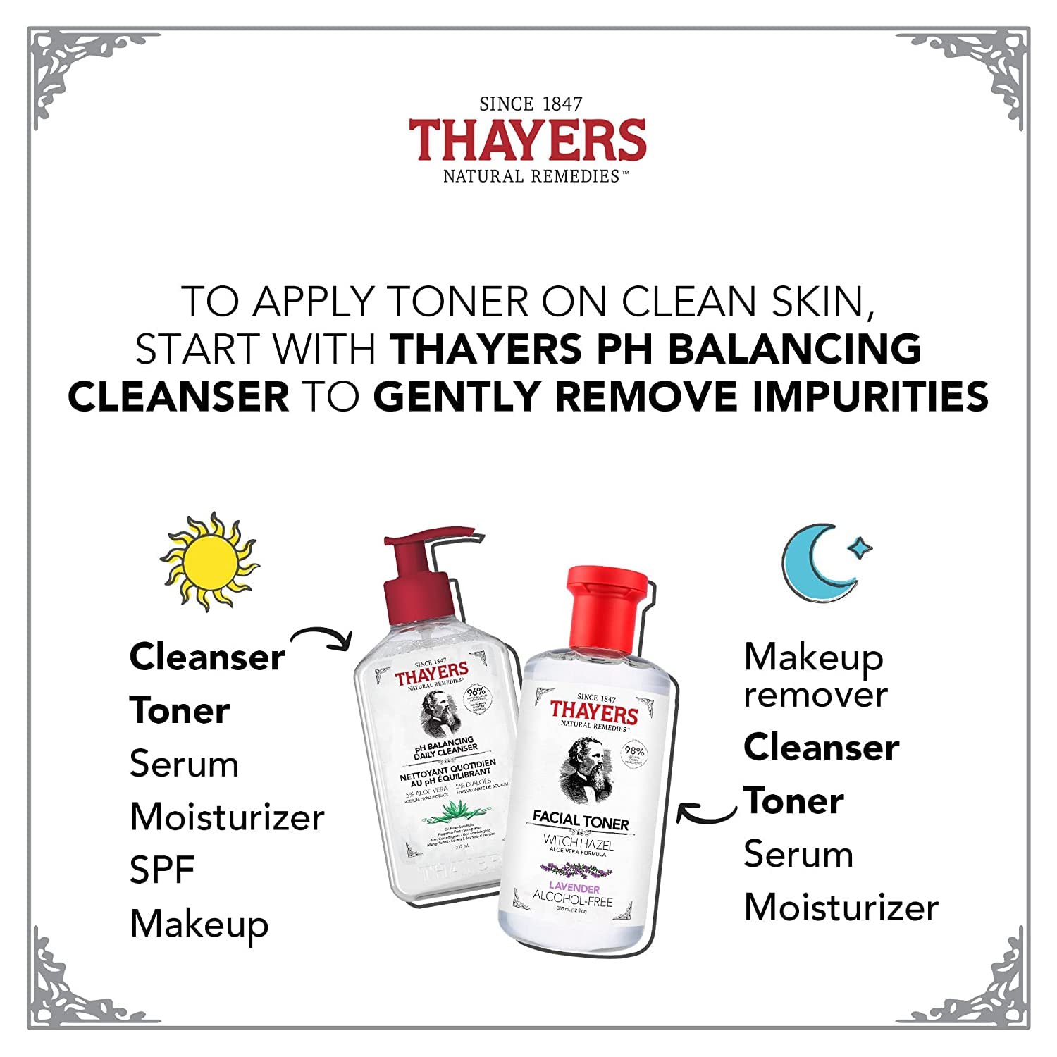 Thayers Alcohol-Free Witch Hazel with Organic Aloe Vera Formula Toner, Lavender 12 oz (Pack of 2)
