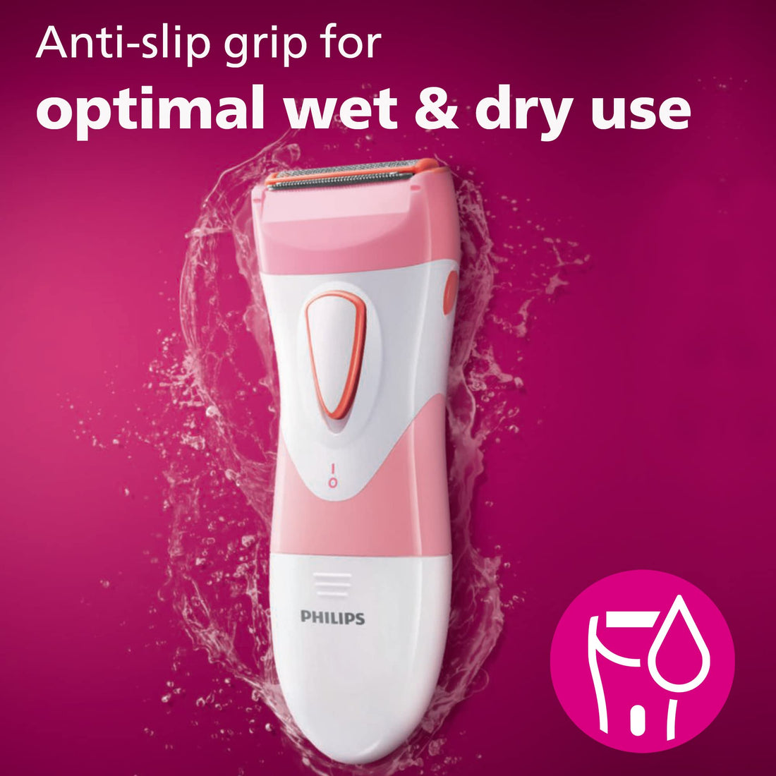 Philips SatinShave Essential Women’s Wet & Dry Electric Shaver for Legs & Body, Cordless, with Hypoallergenic Foil, HP6306/50