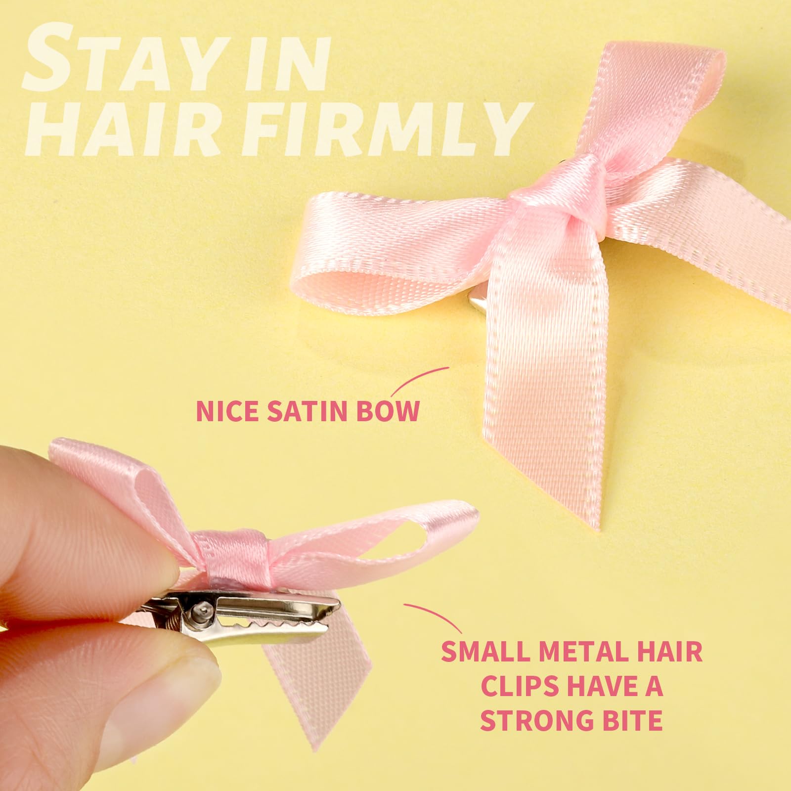 Teenitor 30pcs Pink Hair Bow Clips - Small Mini Bows for Women and Girls - Cute Hair Accessories