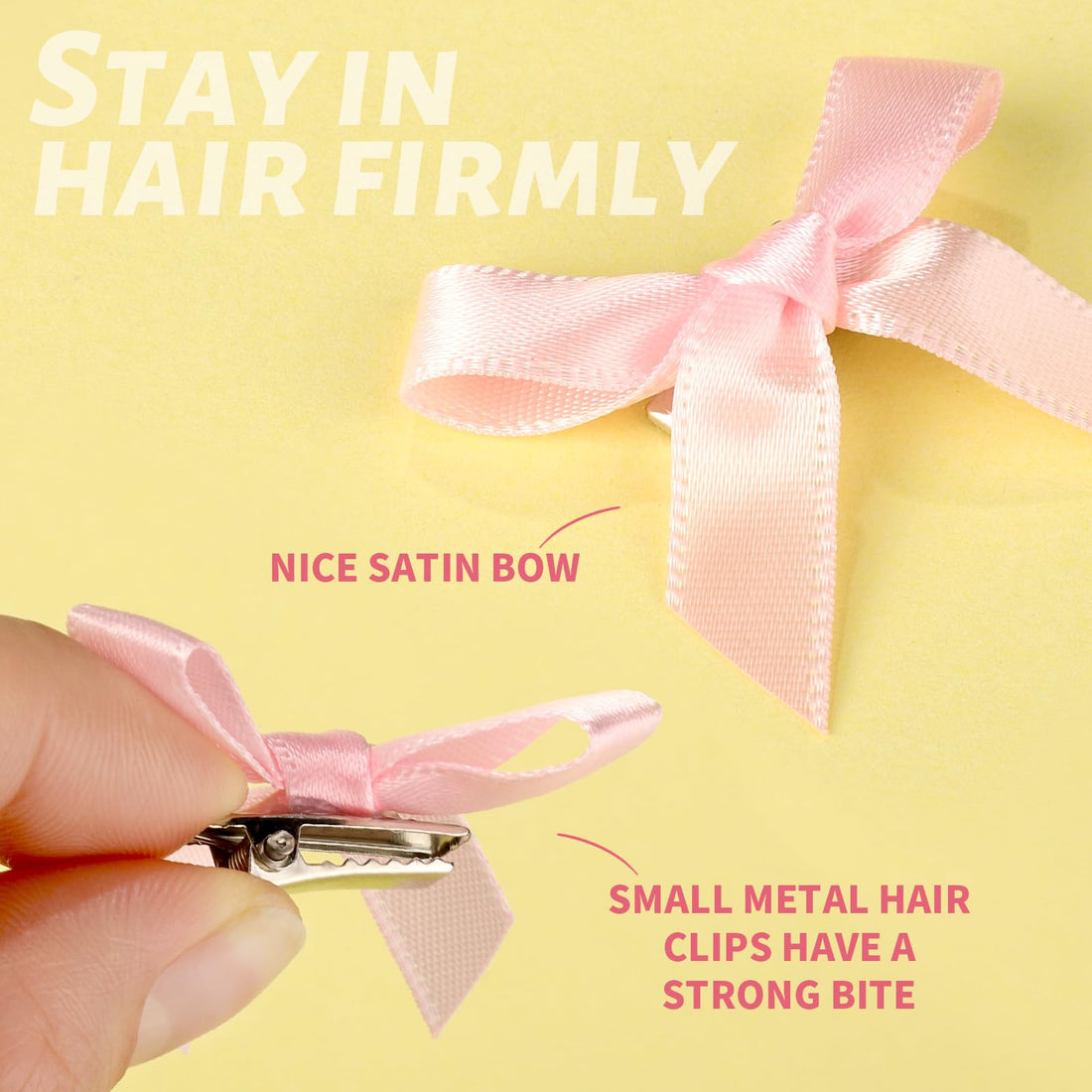 Teenitor 30pcs Pink Hair Bow Clips - Small Mini Bows for Women and Girls - Cute Hair Accessories
