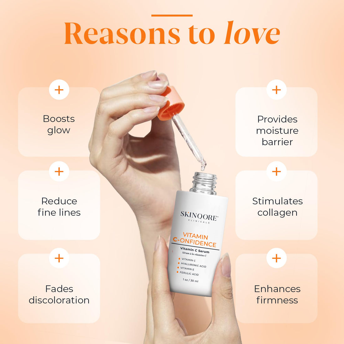 Vitamin C-onfidence | Vitamin C Serum with Ferulic Acid, Vitamin E, & Hyaluronic Acid | Improves Discoloration, Uneven Tone & Firms | Hydrating Brightening Serum | | Natural Skin Care - 1oz