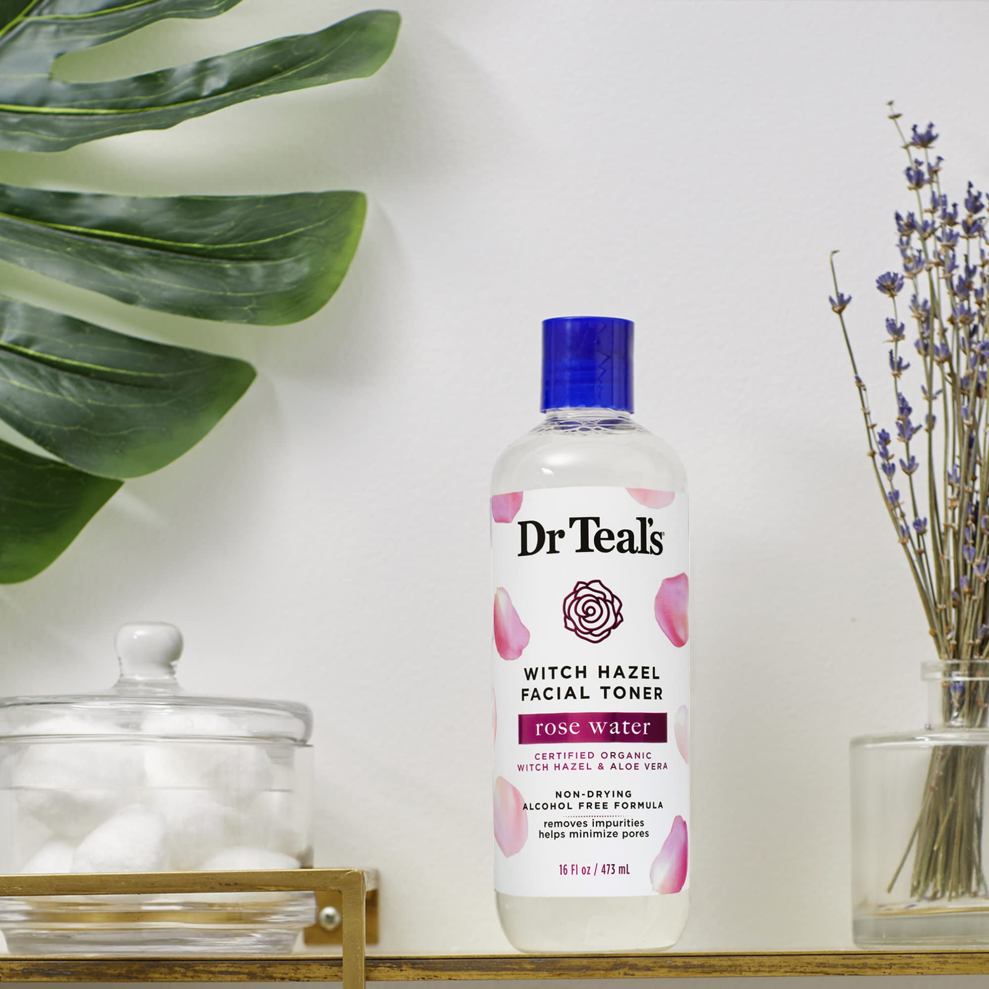 Dr Teal’s Witch Hazel Facial Toner, Rose Water, 16 fl oz (Pack of 2)