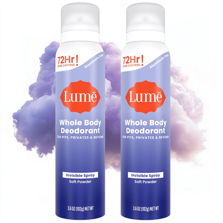 Lume Invisible Spray Deodorant For Women - Whole Body Deodorant Spray - 72 Hr Odor Control - Ozone Friendly, Natural Propellant - Aluminum & Baking Soda Free, Skin Loving - 2 pack (Soft Powder)