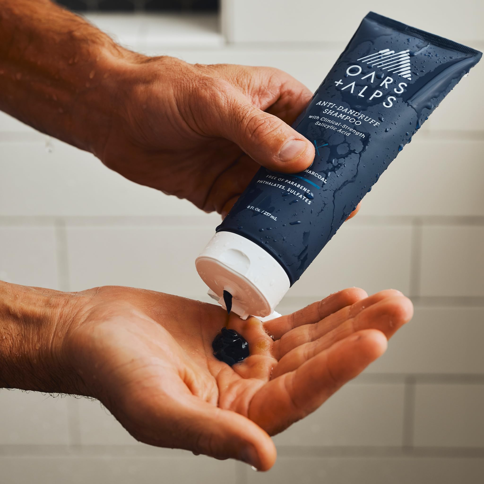 Oars + Alps Anti-Dandruff Shampoo with 2% Salicylic Acid, Made with Spirulina, Charcoal, + Green Algae Extract, 8 Fl Oz