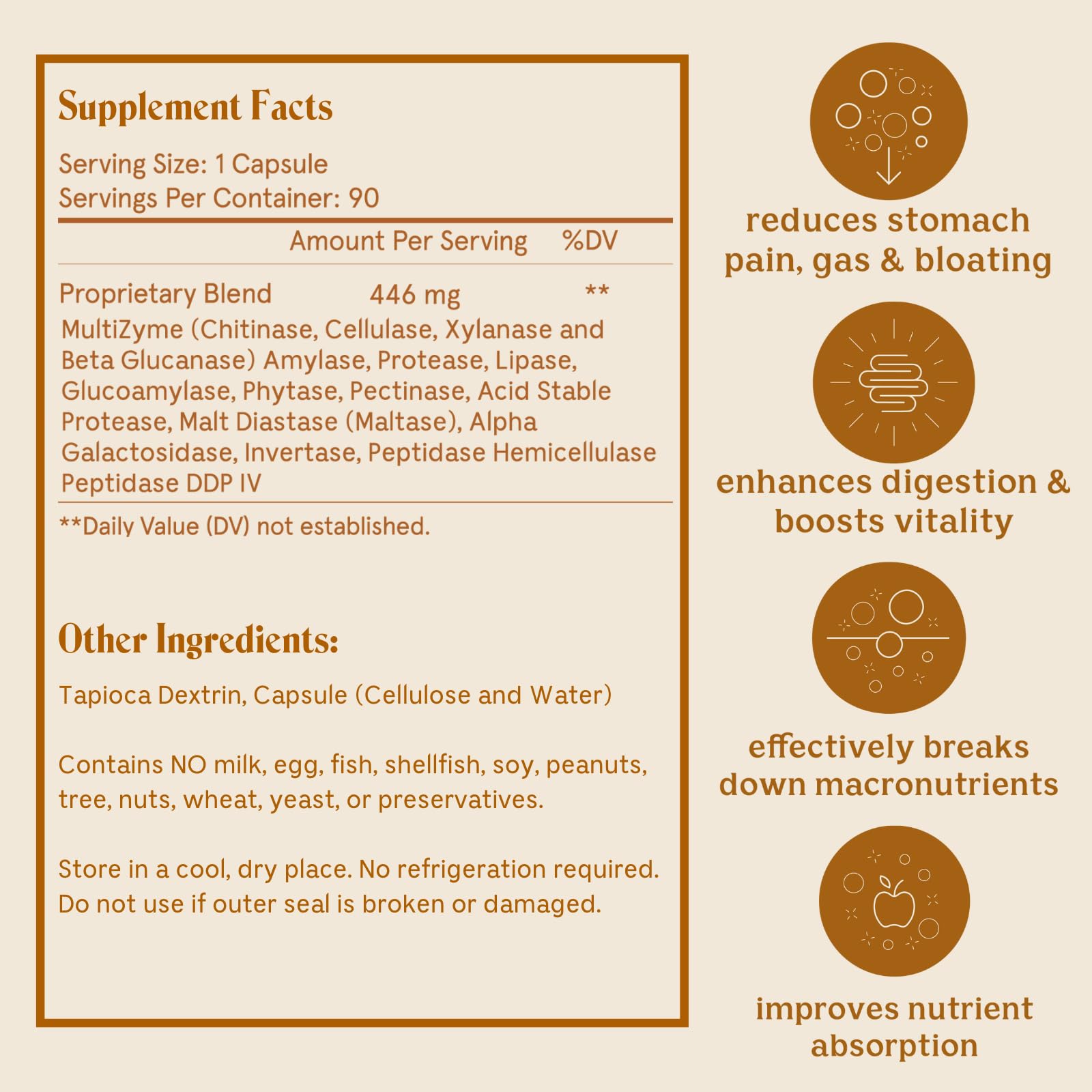 Solluna by Kimberly Snyder Feel Good Digestive Enzymes — Lipase, Amylase, Protease, Alpha-Galactosidase, Cellulase for Digestive Health, Nutrient Absorption, Gas and Bloating (90CT) Vegan & Non-GMO