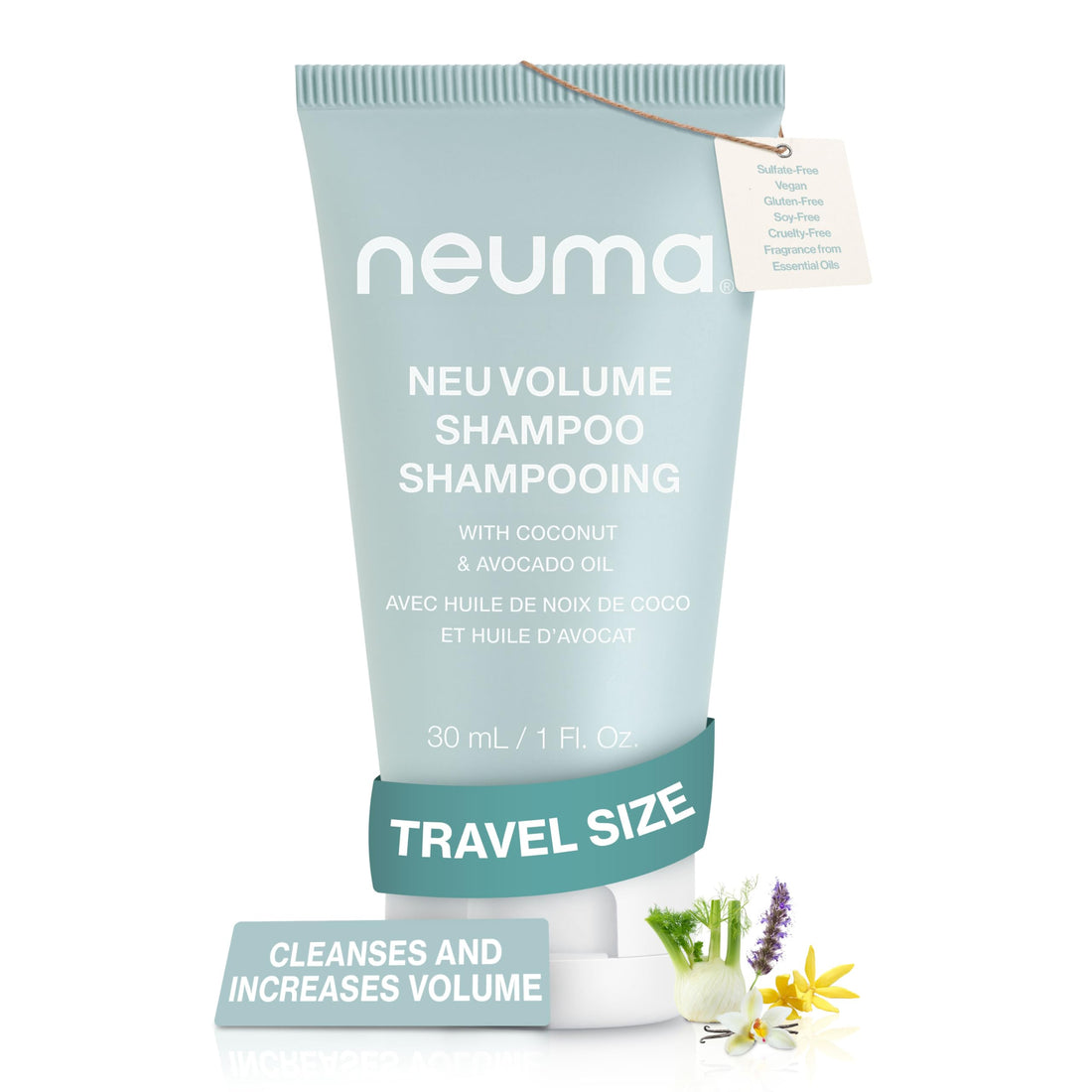 NEUMA Neu Volume Shampoo 1 Fl. Oz. Fennel, Ylang Ylang, Patchouli, and Vanilla Scent, Travel Size Sulfate Free Shampoo