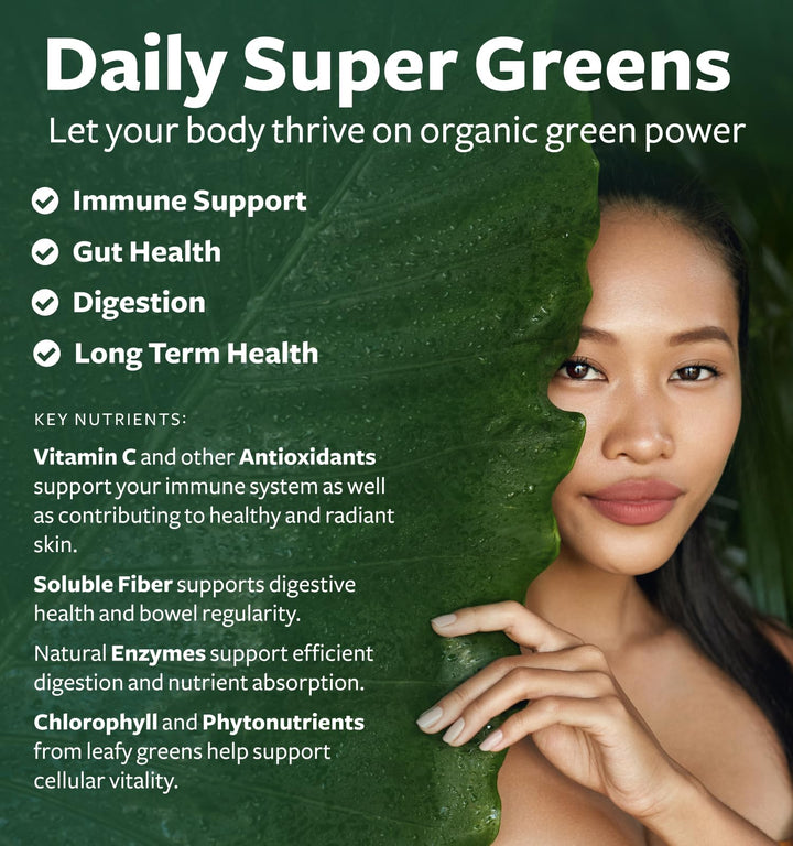 USDA Organic Greens Powder (60 Tablets) Convenient Pills - Complete Superfood Supplement with 28 Fruits & Vegetables - Super Antioxidants, Energy, Gut Health, and Immune Support (No Capsules)